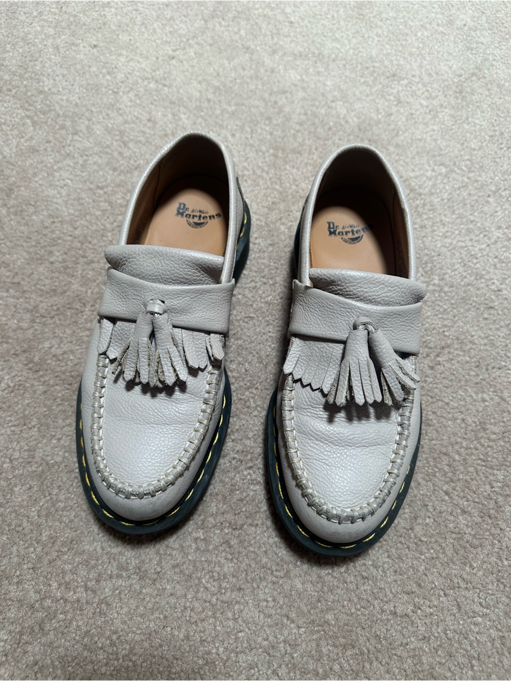 Women’s Gray/Beige Tassel Leather Loafers